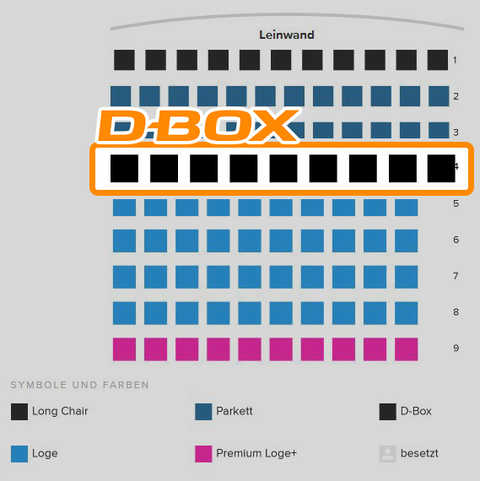 D-Box Motion Seats in Kino 5 im Cineplex Capitol Kassel