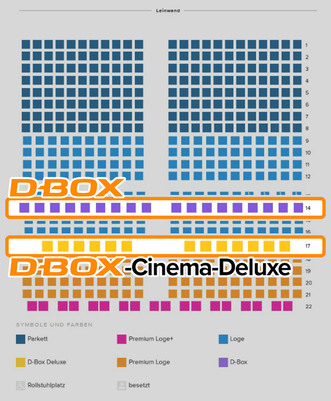 D-Box Motion Seats in Kino 1 im Cineplex Capitol Kassel